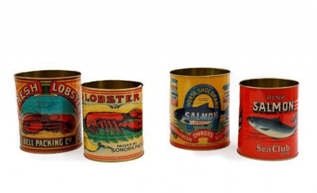 Set of two Vintage Style Lobster/Salmon Tins