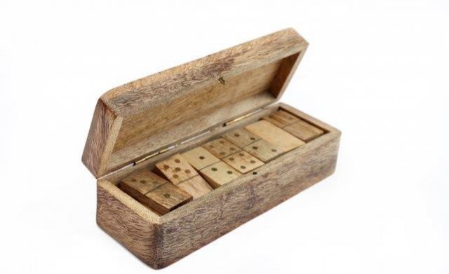 Wood & Brass Dominoes Set