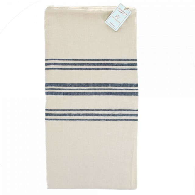 Pure Belgian Linen Tablecloth Blue Stripe 120x18cm