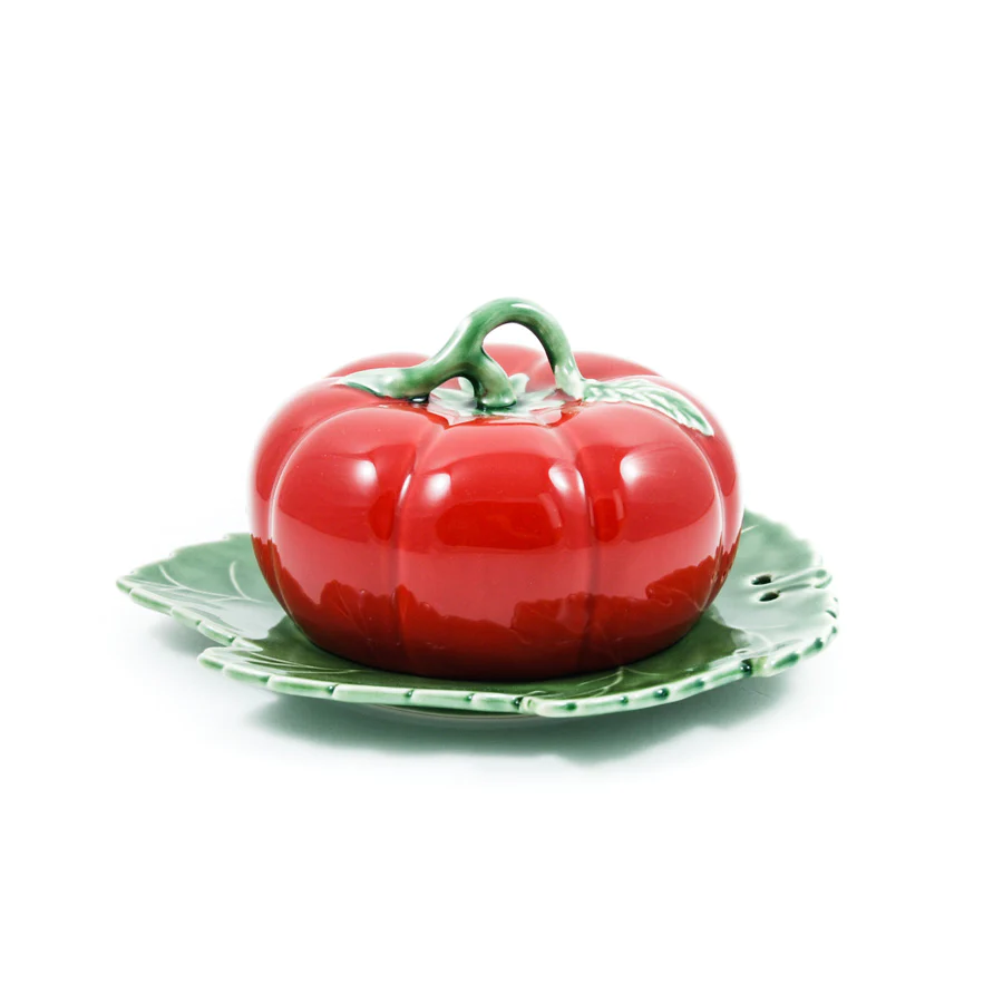 Bordallo Pinheiro Tomato Butter Dish with Cover