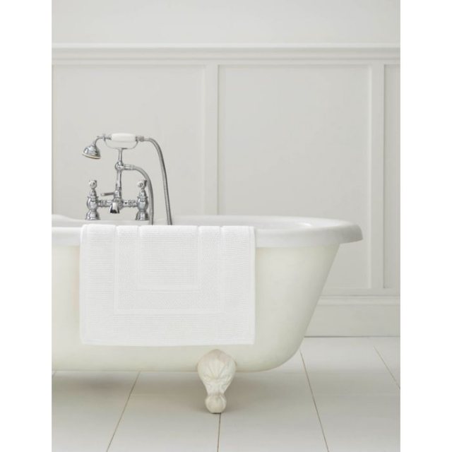 Laura Ashley Border Cotton White Bath Mat