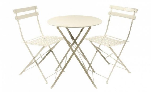 Cream Garden Table & 2 Chairs