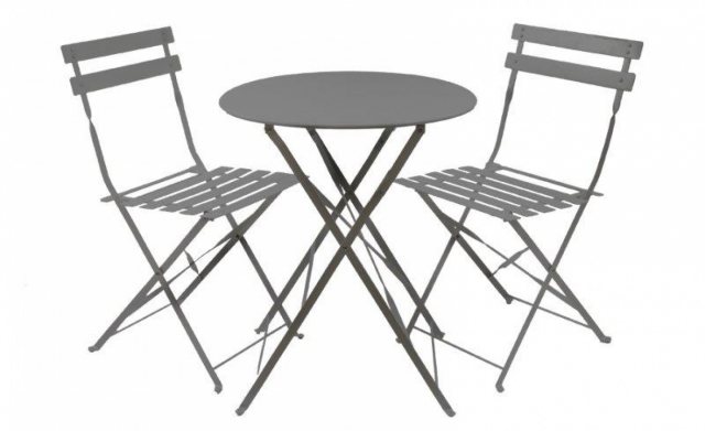 Grey Garden Table & Two Chairs