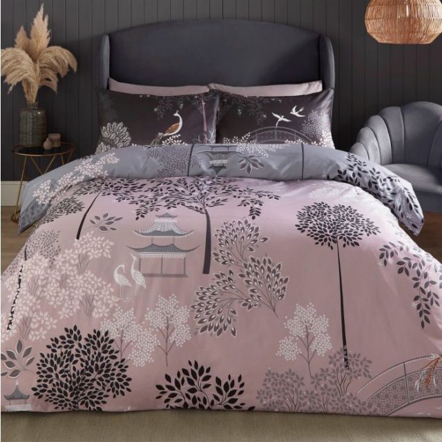 Sara Miller Pagoda Garden Blush Grey Bedding