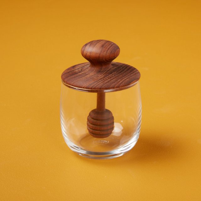 Teak & Glass Honey Jar - Mini