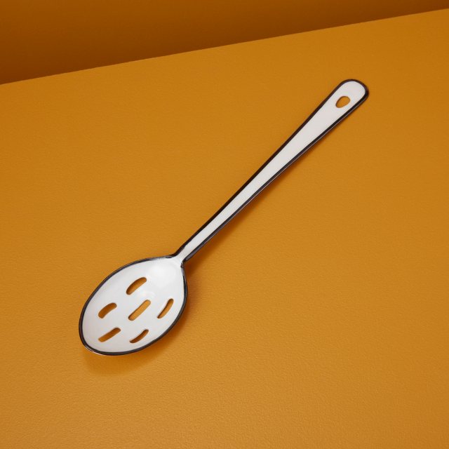 Harlow White Enamel Slotted Spoon