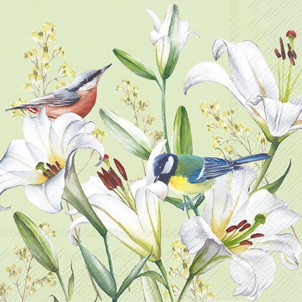 IHR Napkins Birds In Lilies