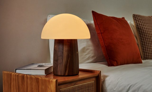 Gingko Gingko Large Alice Mushroom Lamp Walnut Wood