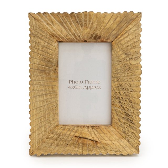 Mango Wood With Etched Lines Photo Frame