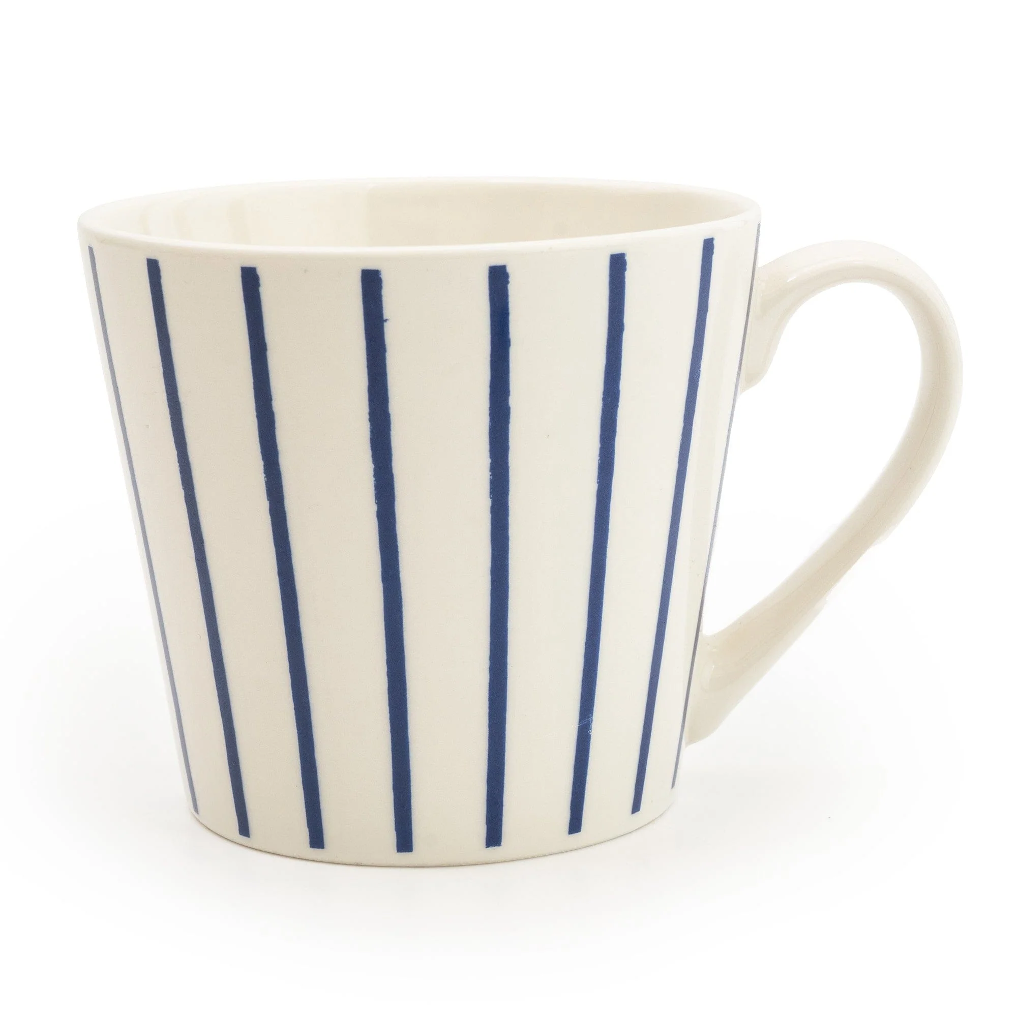 Wide Mug Nautical Blue Stripe