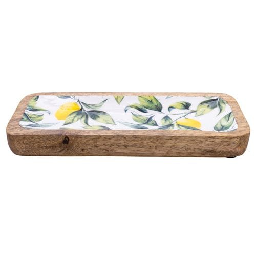 Handcrafted Lemons & Leaves Mango Wooden Serving Platter 30.5cm