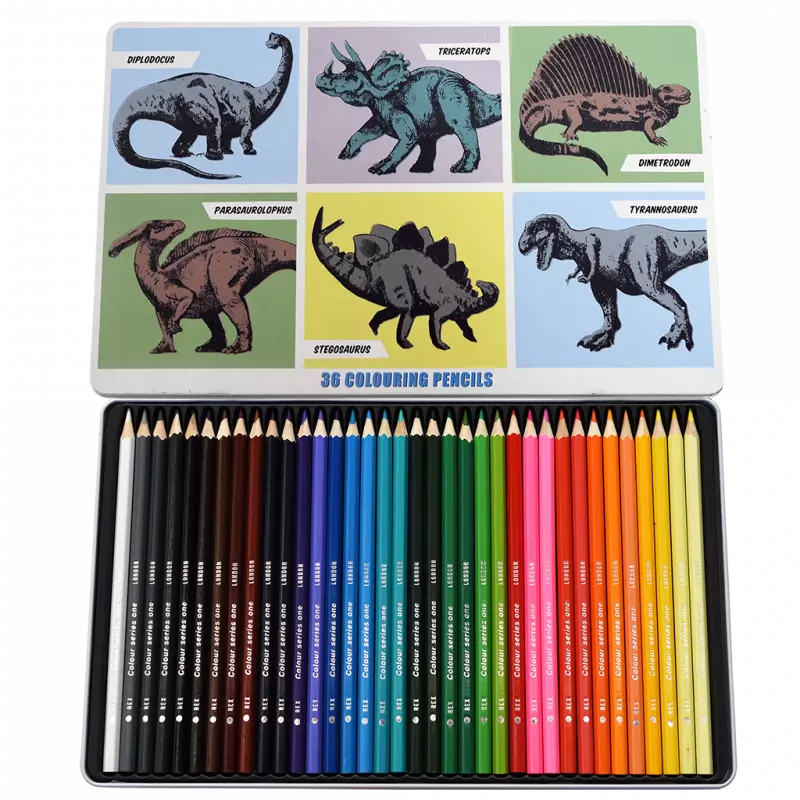 Rex London 36 Colouring Pencils In A Tin - Prehistoric Land
