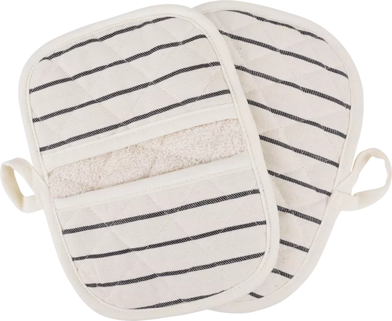 Redecker Oven Glove / Pot Holder Set of 2 - Beige Stripe