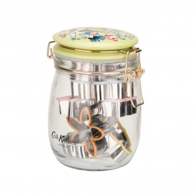 Cath Kidston Painted Table Glass Jar With 6 Cookie Cutters