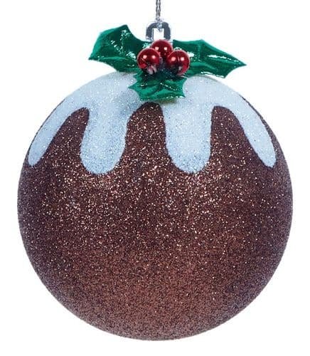 Premier Glitter Christmas Pudding Hanging Decoration