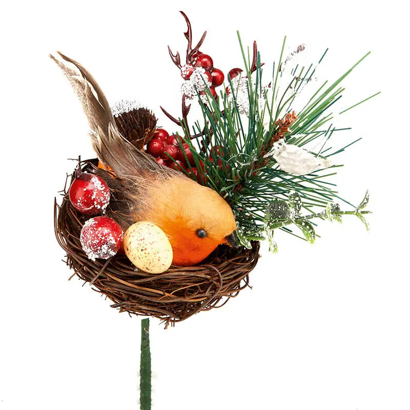 Premier Robin In Nest Christmas Pick