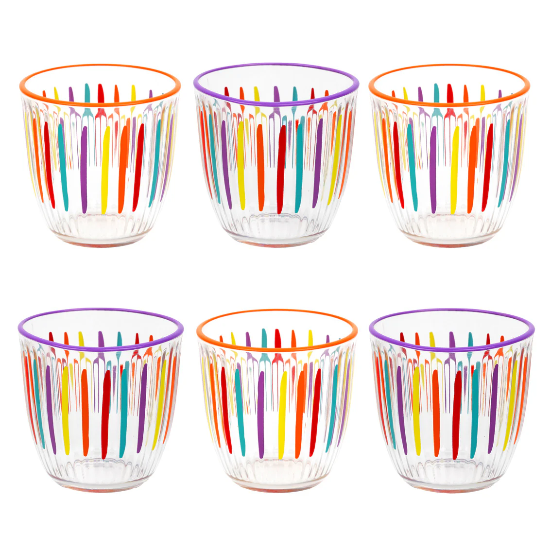 Talking Tables Bright Striped Multi-Coloured Glass Tumbler