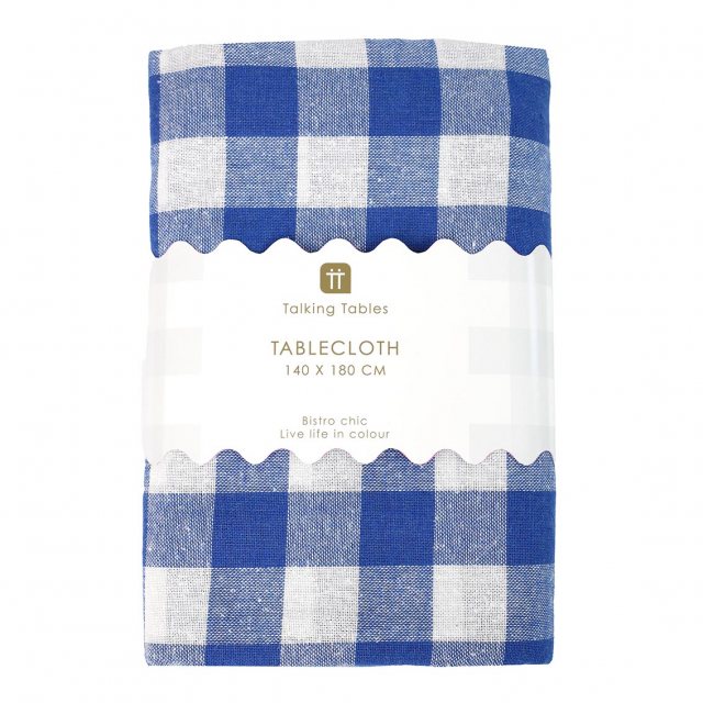 Talking Tables Bon Appetit Blue & White Fabric Gingham Tablecloth
