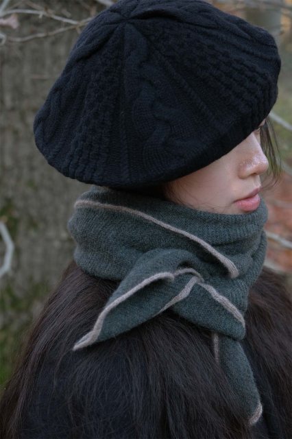 Oats & Rice Austen Spindle-shaped Knitted Cashmere Scarf Emerald Green
