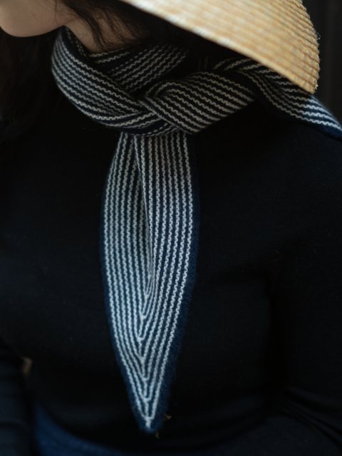 Oats & Rice Sailor Cashmere Rib Neck Scarf Navy