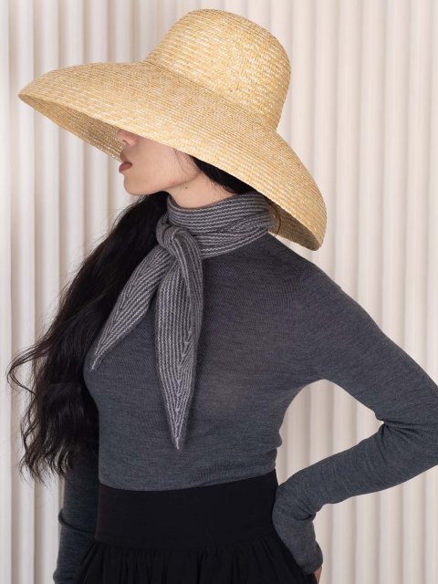 Oats & Rice Sailor Cashmere Rib Neck Scarf Grey