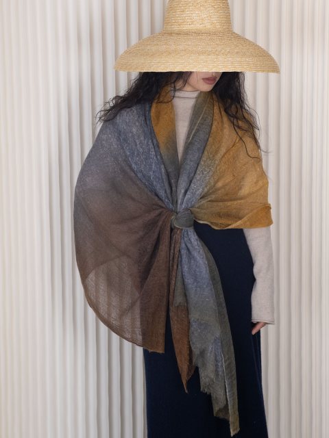 Oats & Rice Dawn Ombre Cashmere Shawl Autumn