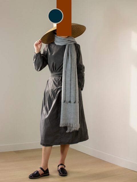 Oats & Rice Seedling Cashmere Scarf Pewter