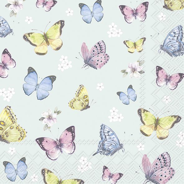 IHR Napkins Romantic Butterflies Light Blue