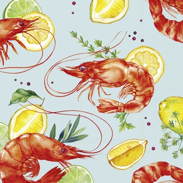 IHR Napkins Delicious Shrimps Blue