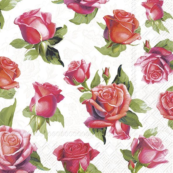 IHR Napkins Elegant Roses Light Grey