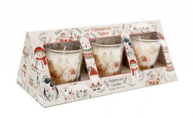 Folk Christmas Set of 3 Votives