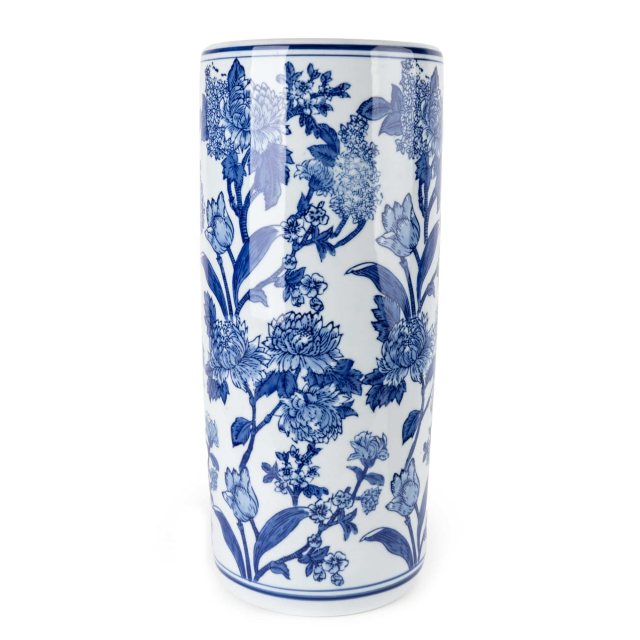 Cylinder Vase 45cm - Blue/White Floral
