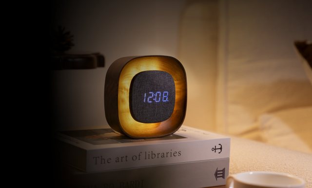 Gingko Lumos Clock - Square Walnut
