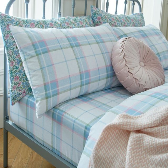 Laura Ashley Highland Check Sherston Powder Blue Double Bedding