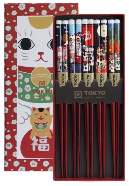Tokyo Design Studio Chopsticks Giftset 5 Pack - Lucky Cats