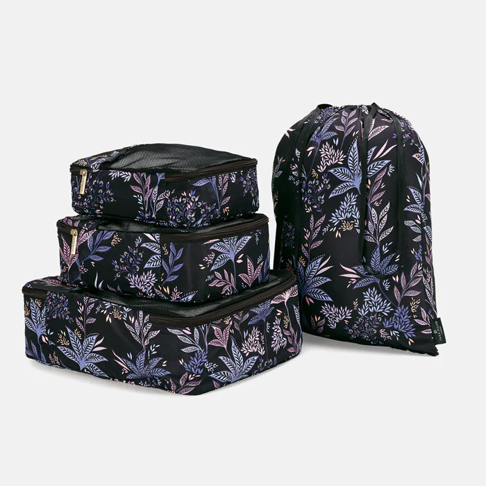 Sara Miller Packing Cube Set - Black Botanic