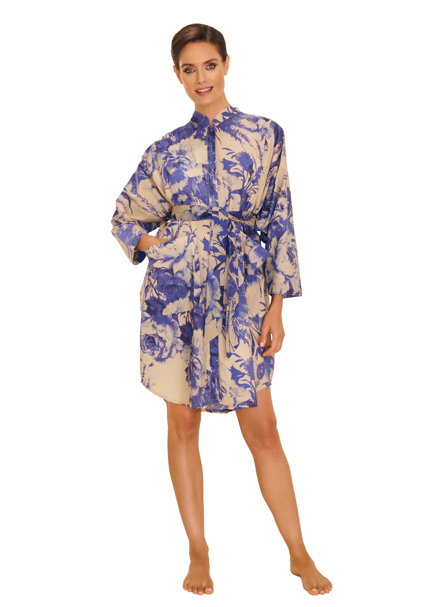 Powder Oversized Shirt Dress - China Blue Blooms