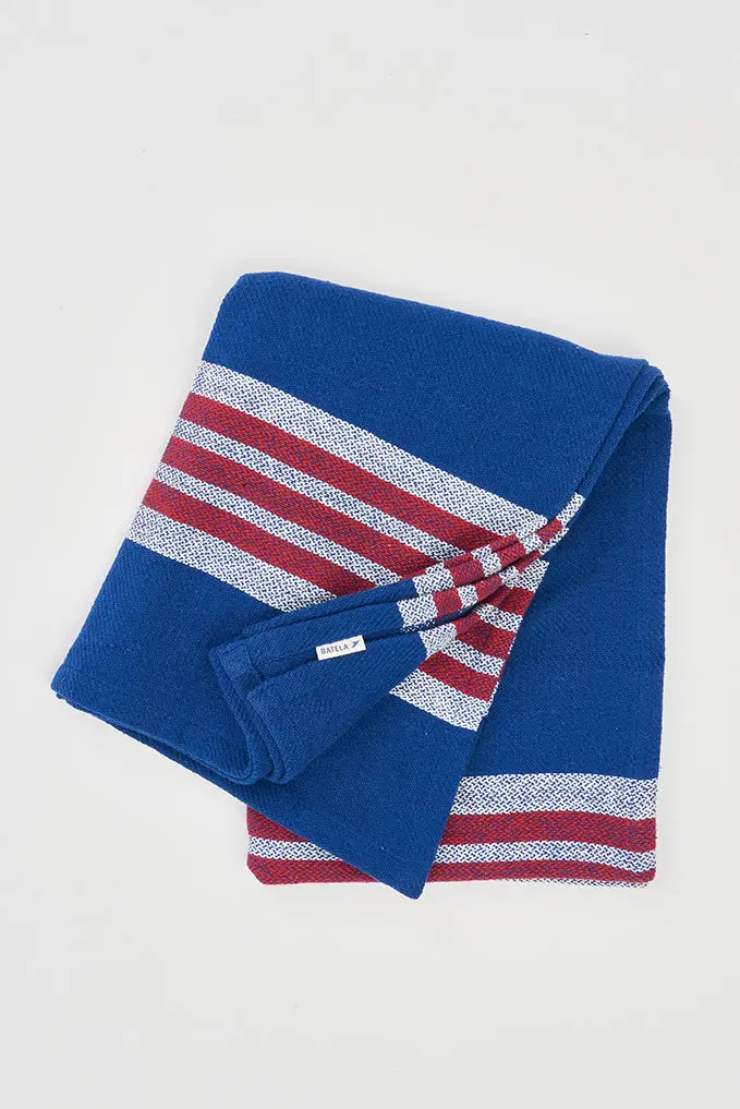 Batela Blue Cotton Striped Blanket
