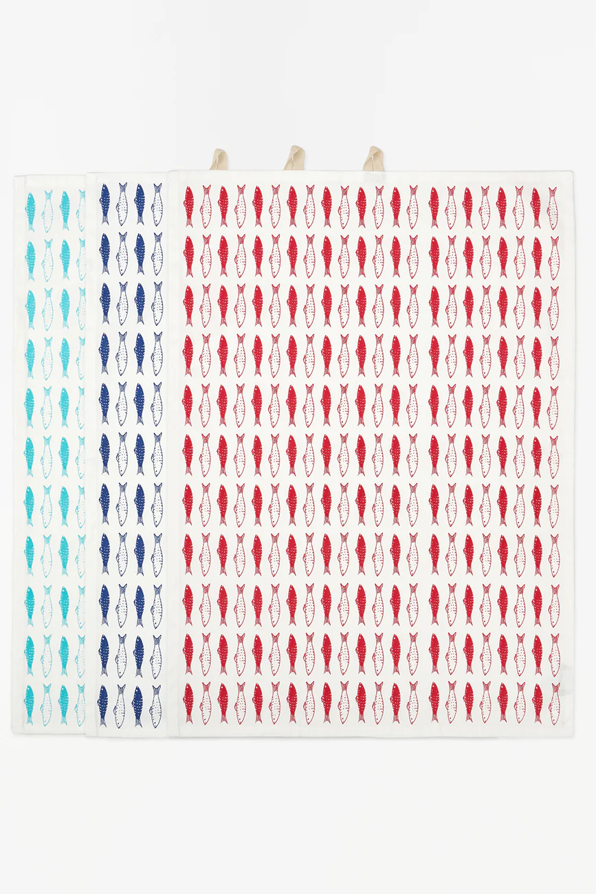 Batela Set of 3 Fish Cotton Tea Towels
