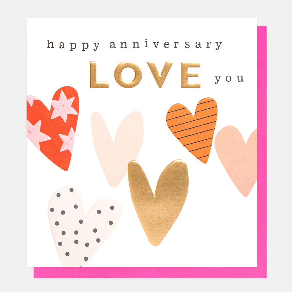 Caroline Gardner Patterned Hearts Anniversary Card