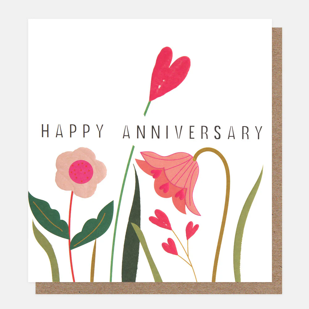 Caroline Gardner Flowers & Hearts Happy Anniversary Card