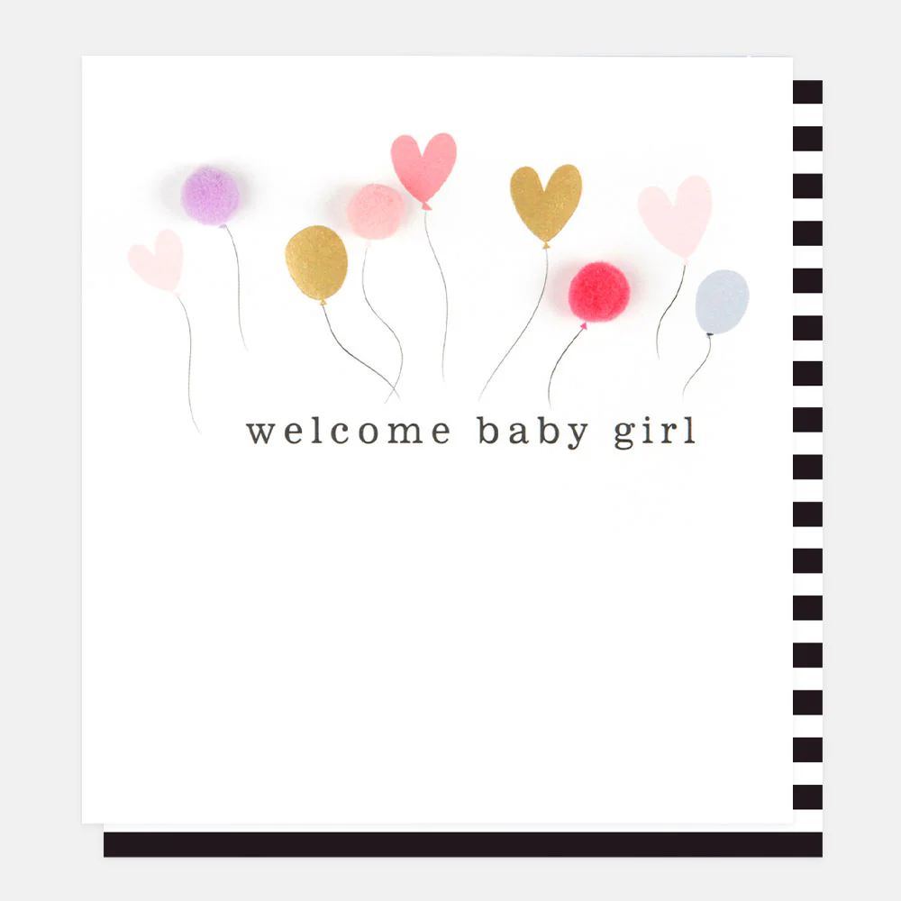 Caroline Gardner Pom Pom Balloons New Baby Girl Card