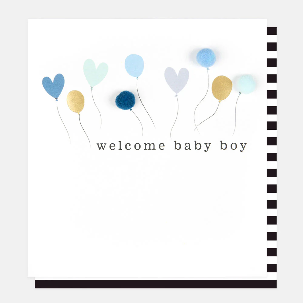 Caroline Gardner Pom Pom Balloons New Baby Boy Card