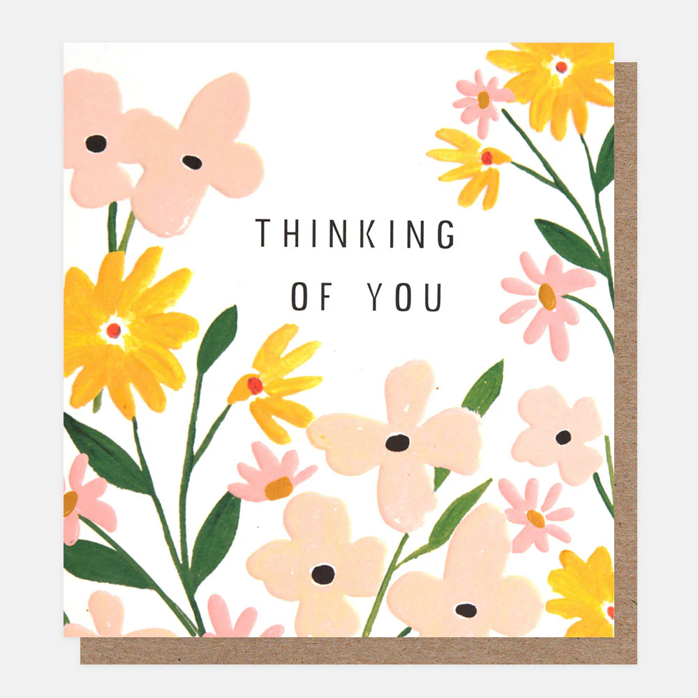 Caroline Gardner Pink & Yellow Flowers Thinking of You Card