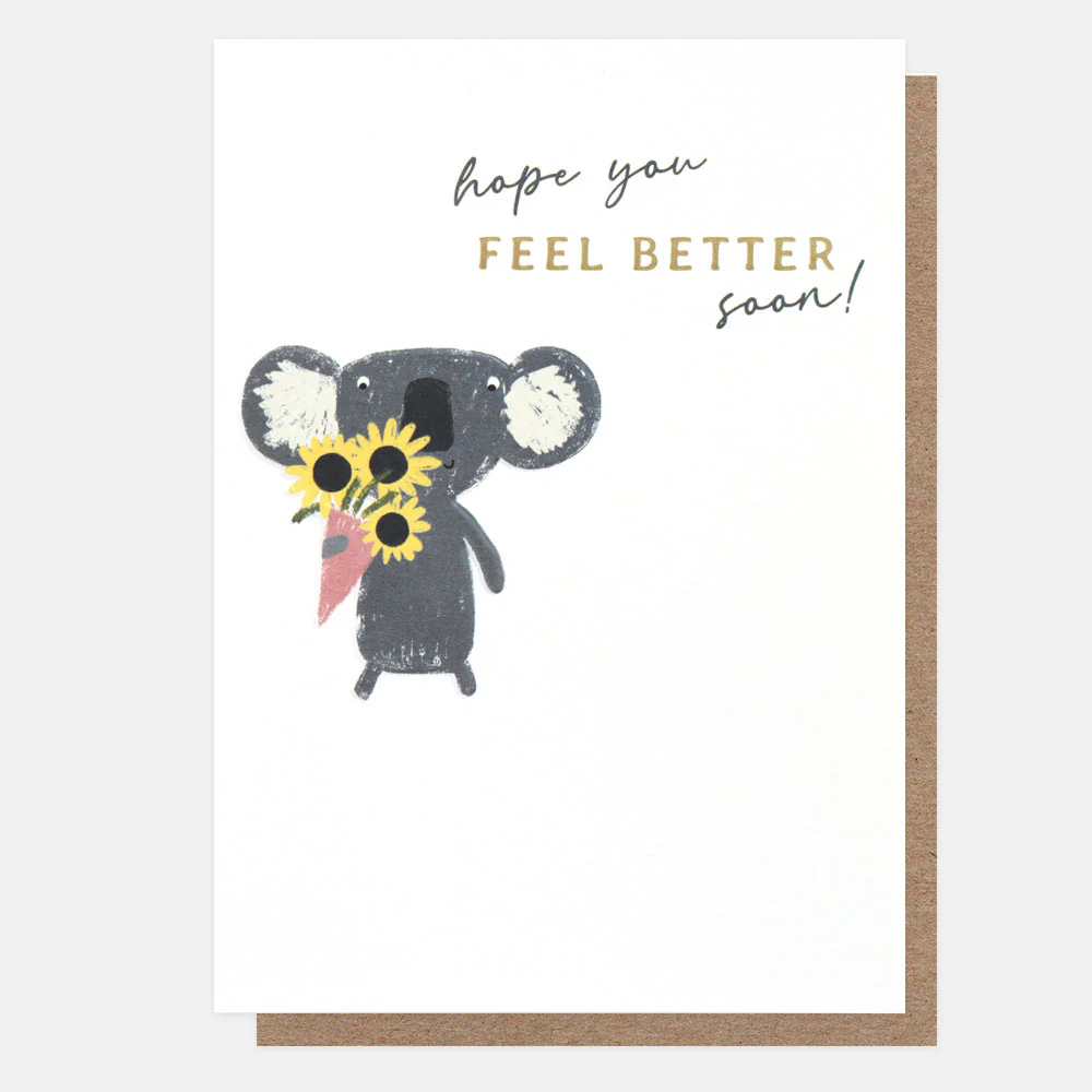 Caroline Gardner Koala Flowers Get Well Soon Card