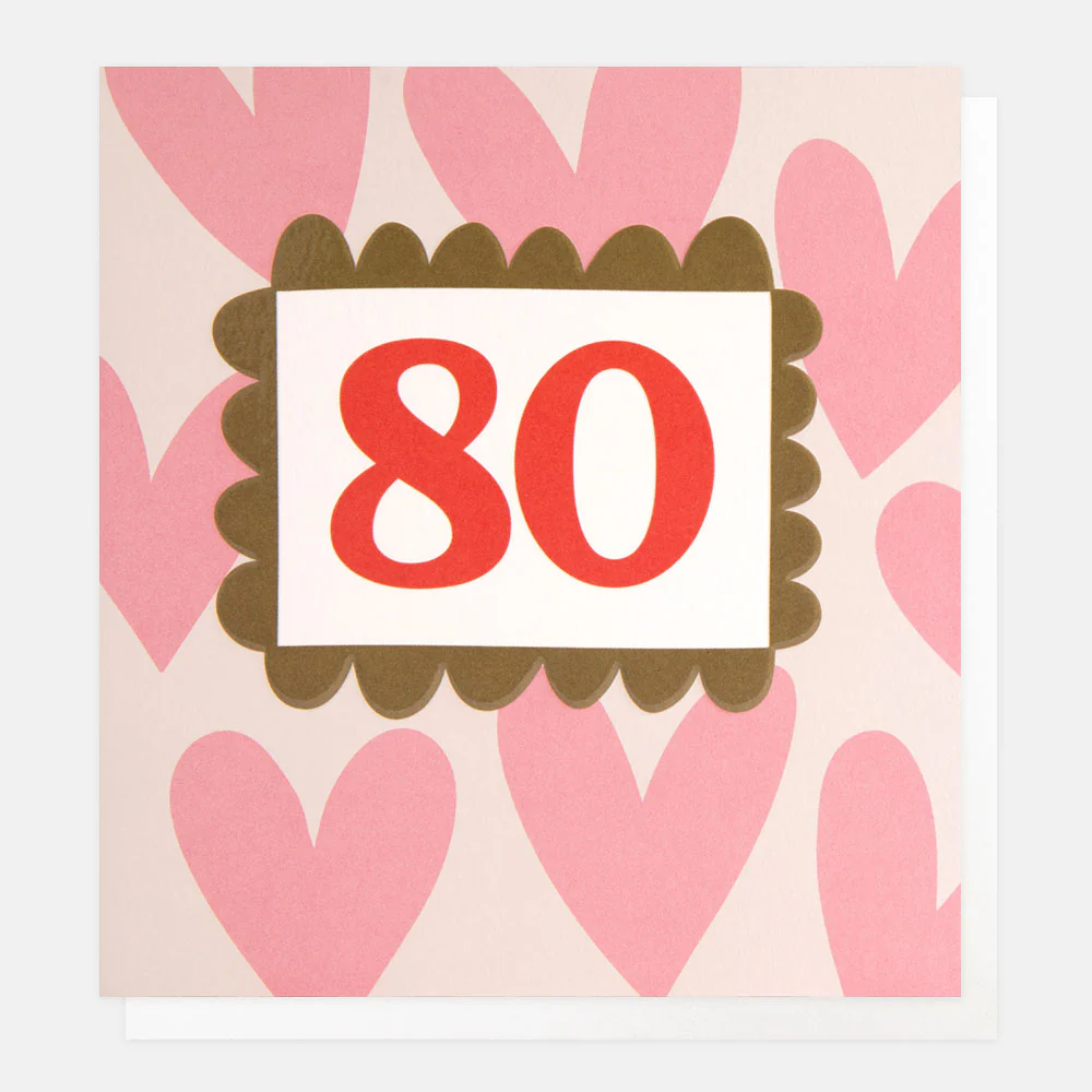 Caroline Gardner Pink Hearts 80th Birthday Card