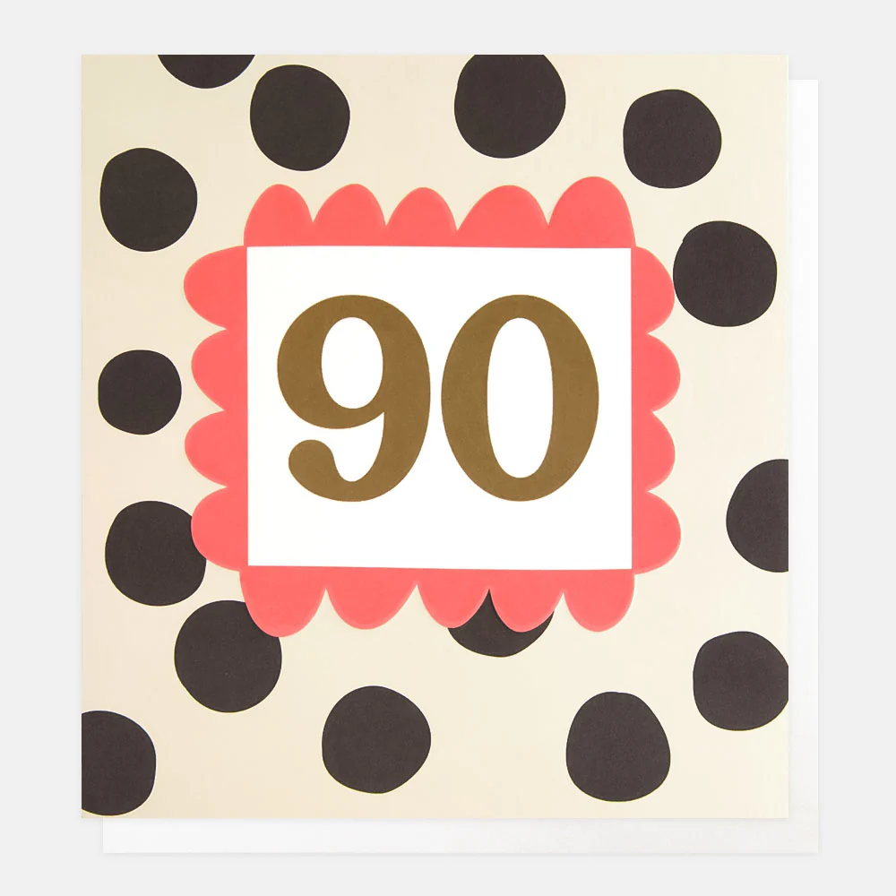 Caroline Gardner Charcoal Polka Dot 90th Birthday Card