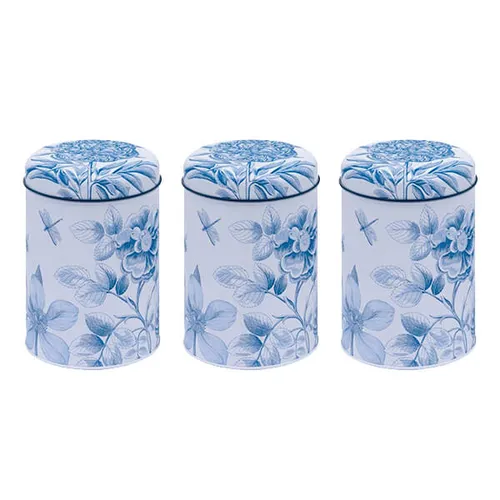 Sanderson Etching & Roses Set of 3 Round Caddies