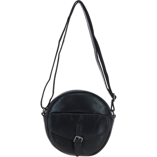 Ashwood Leather Round Crossbody Bag - Black P-66