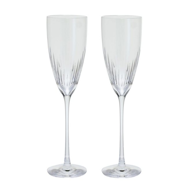 Dartington Crystal Flux Cut Crystal Flute Set of 2